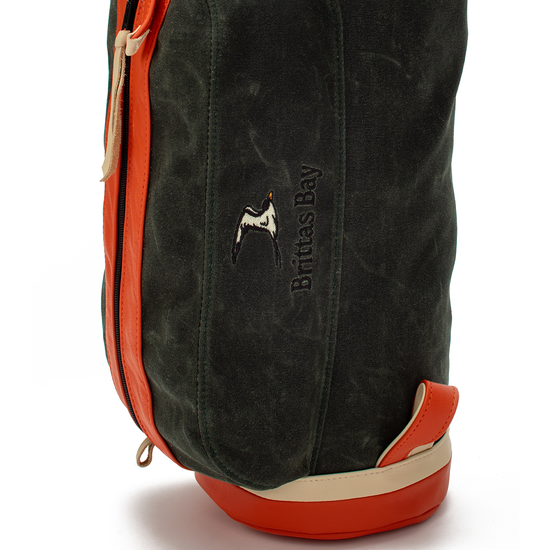 Logo detail on the Brittas Bay MacKenzie Walker golf bag
