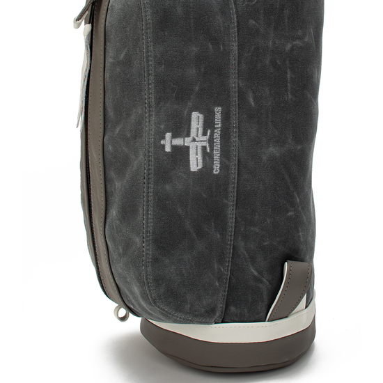 Close up of the logo on the Connemara Links MacKenzie Walker golf bag 