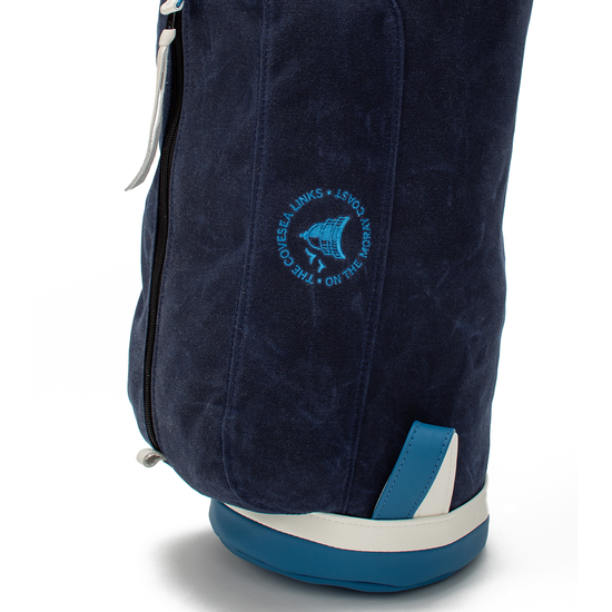 Detail of the logo on the Covesea Links MacKenzie Walker golf bag