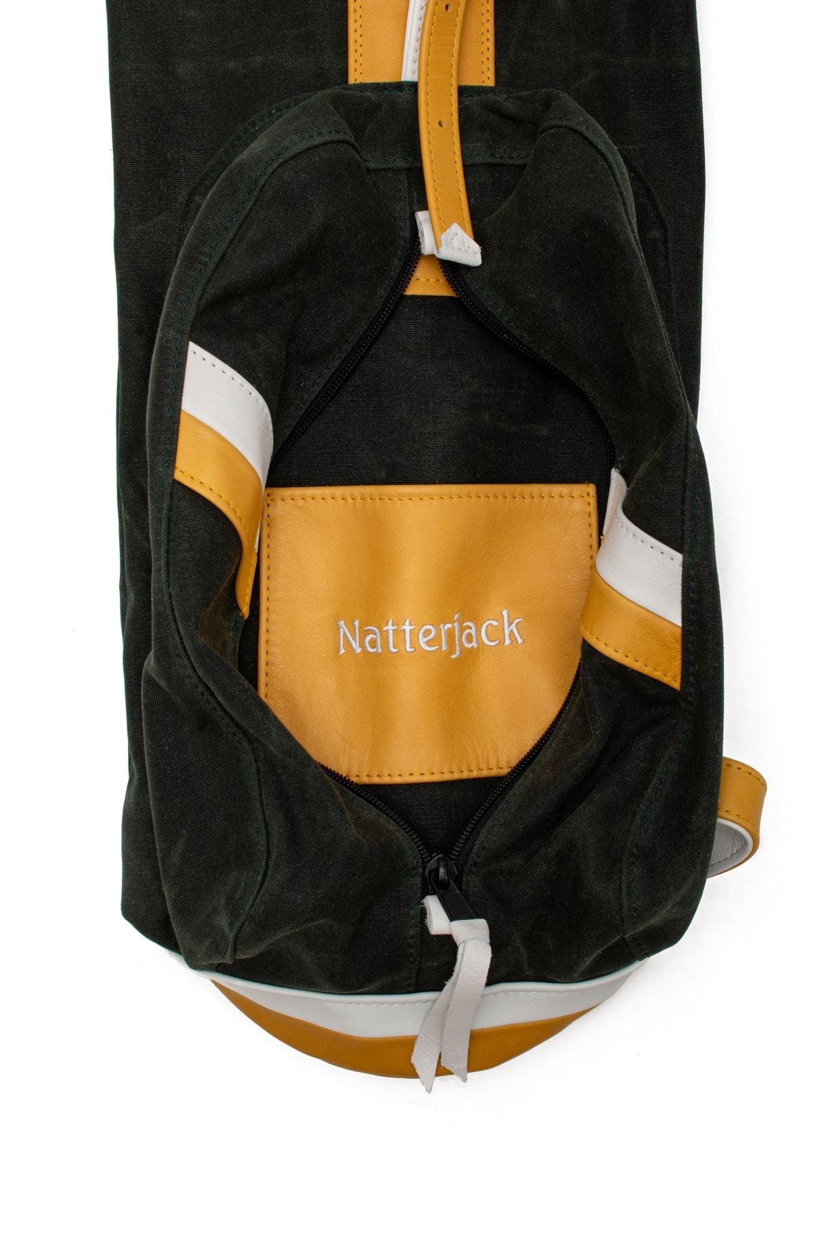 Inside pocket inscription of the Dooks Golf Club MacKenzie Walker golf bag