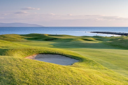 The golf green at the Hawthorn resort overlooking Galway Bay